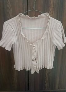 Cute Ruffled Knit Crop Top