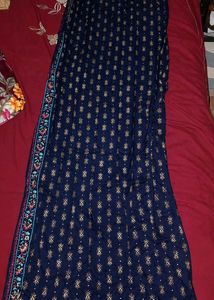 Navy Blue Ethnic Skirt Saree