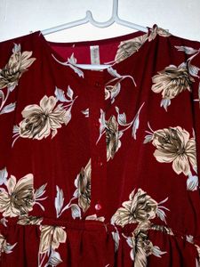 Elegant  Maroon floral flared gown | XL❤️‍🩹
