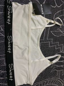 White Ribbed Sports Bra