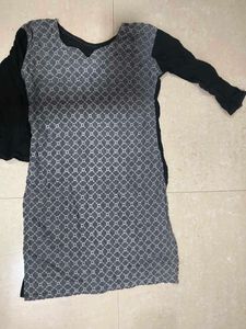 Stylish chikankari Grey &amp; Black Kurta