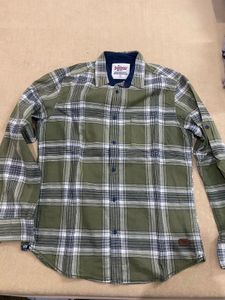 Roadster Flannel Olive Green Checkered Shirt