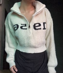 Cropped Half zip up sweater