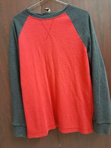 woman's Red & Grey Raglan Long Sleeve Shirt