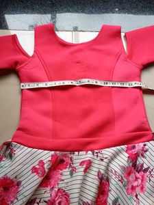 Girls Pink Floral Cold Shoulder Dress