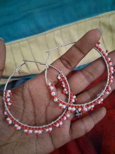 Handmade Beaded Hoop Earrings