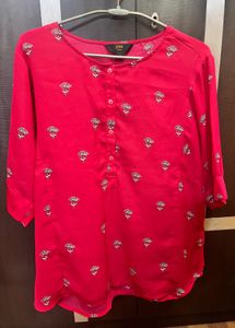 Zink Pink Floral Print Top
