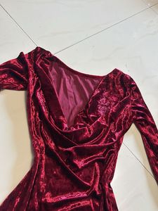 SHEIN BAE Draped back velvet bodycon dress