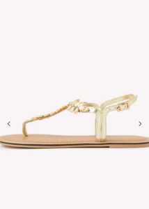 Embellished Gold Flat Sandals