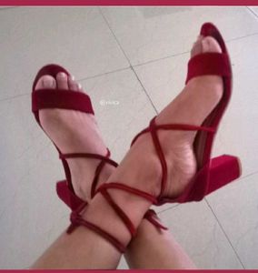 FABBHUE Block Heels Woth Tie Up Details