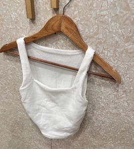 White Square Neck Crop Top