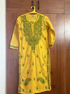 2 Time Worn Full Chikankari  thread Work Kurti