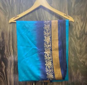 Blue Silk Saree Without Blouse