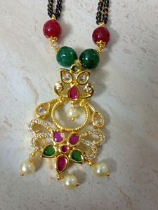 One Gram Gold Black Beads With Openable Locket