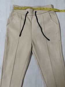 Cuuui Korean Beige Jogger Pants with Drawstring