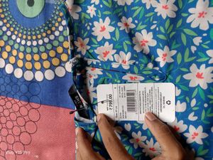 Chic Blue Floral Print Puff Sleeve Top