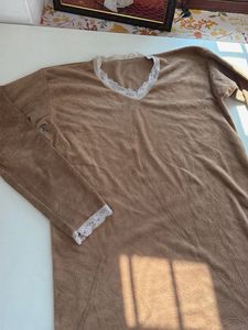 Cozy Brown top with Lace Trim