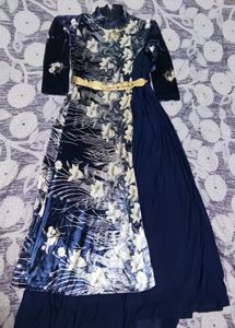 Elegant Floral Print Ethnic Gown