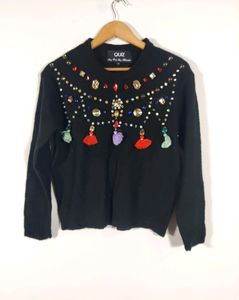 Black Stones Beads Casual Top (Women)