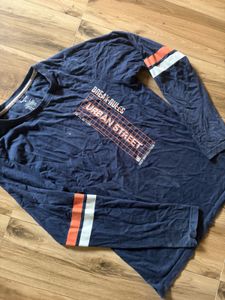 Men's Blue Graphic Long Sleeve T-Shirt