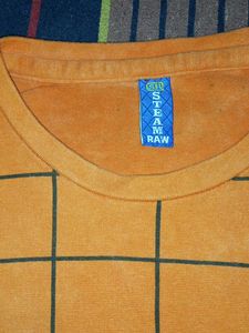 Orange Grid Print Long Sleeve Top