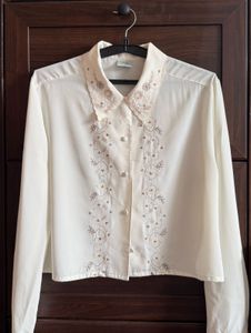 Embroidered Cream Blouse
