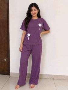 Comfy Purple Palm Tree Pajama Set (Brand new)