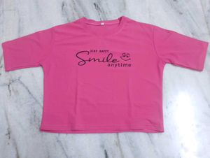 Cute Pink Graphic Crop Top