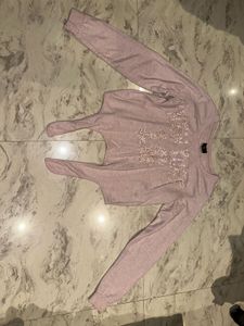 Cute Pink Sequin Detail Long Sleeve Top