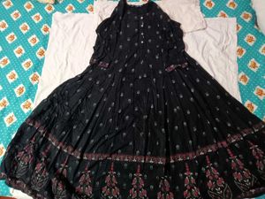 Elegant Black Printed Anarkali Gown