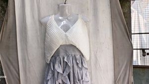 58209. Chic Pleated &amp; Ruffled Dress