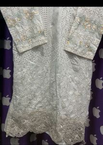 Elegant White Kurta Set with Floral Dupatta