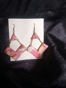 Pink Swirl Statement Earrings