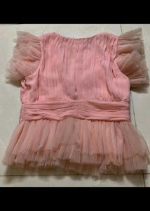Chic Cover Story  Pink Pleated Tulle Top