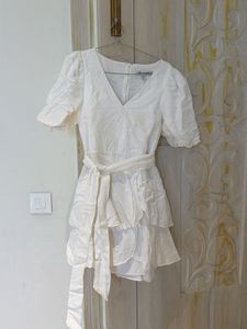 Chic White Tiered Mini Dress