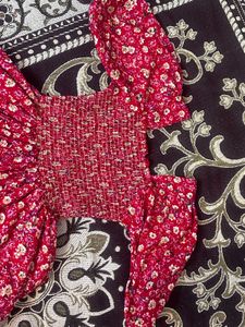Red Floral Midi Dress