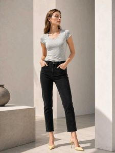 DENIM CO. Grey & Golden Polka-Dot Top