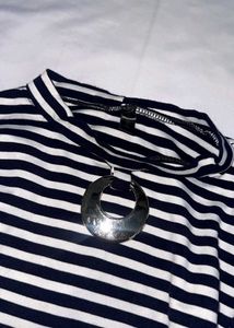 Chic Striped Cold Shoulder Top