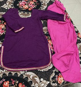 Vibrant Purple Kurta with Pink Salwar