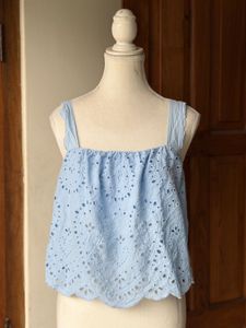 H&M Blue Eyelet Crop Top