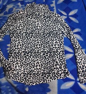 Leopard Print Turtleneck Top