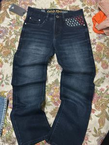 Calvin Klein Dark Wash Jeans with Logo Detail