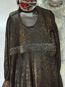 Elegant Embellished Black &amp; Gold Gown