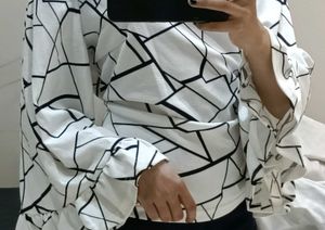 Stylish White Patterned Top
