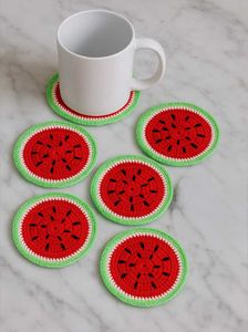 Watermelon Crochet Coasters (Set of 6)