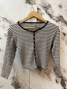 Striped Long Sleeve Crop Top