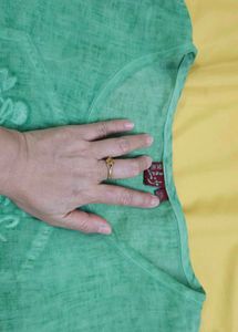Sea Green Embroidered Short Sleeve Top