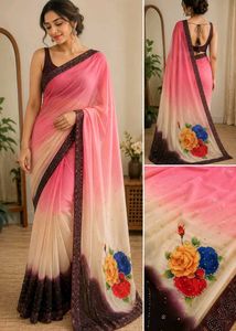 Beautiful Ombre Floral Print Saree