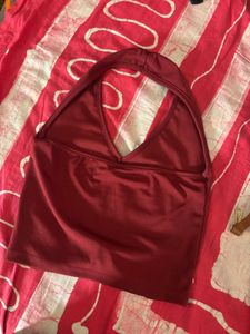 Maroon Halter Neck Tank Top