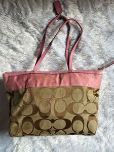 Coach Pink and Brown Tote Bag